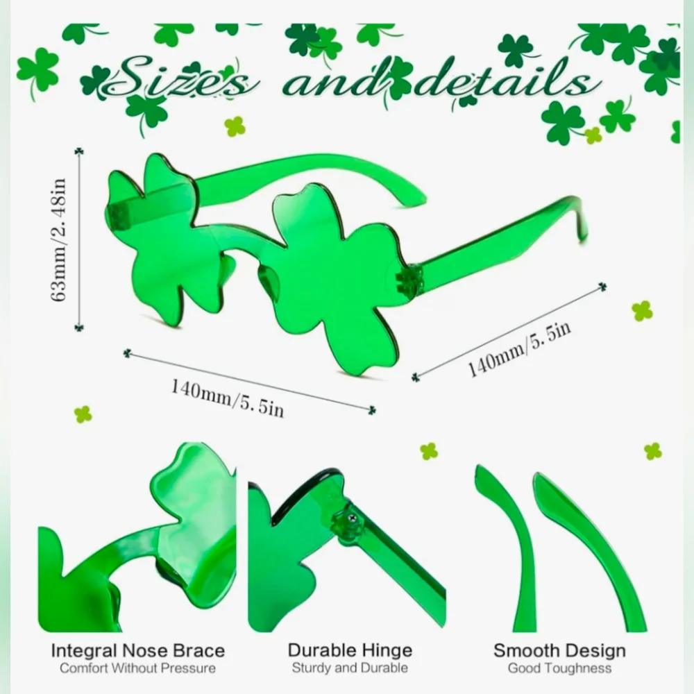 St. Patrick's Day Green Shamrock Party Glasses, 12